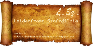 Leidenfrost Szofrónia névjegykártya